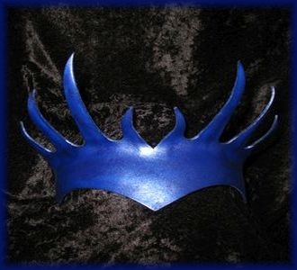 Blue Spire Leather Crown, in a metallic blue finish, made of all one piece of leather, in Tiger's Spire pattern.