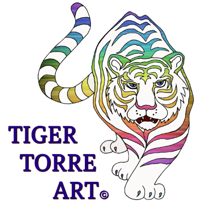 Tiger Torre Art Rainbow Tiger Logo, for Tiger Torre Art, Leather Masks and More